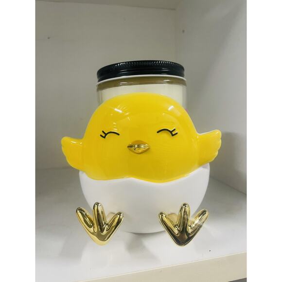 BATH & BODY WORKS GOLD FEET EGG CHICK SINGLE WICK CANDLE HOLDER EASTER - Picture 1 of 3